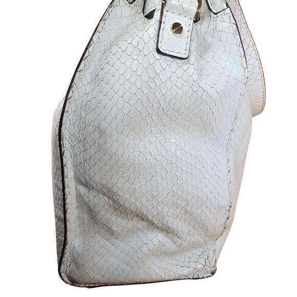 Rare White Michael Kors Snake Leather Python Hamilton Purse Satchel 35S5SHLT3N - Picture 8 of 12